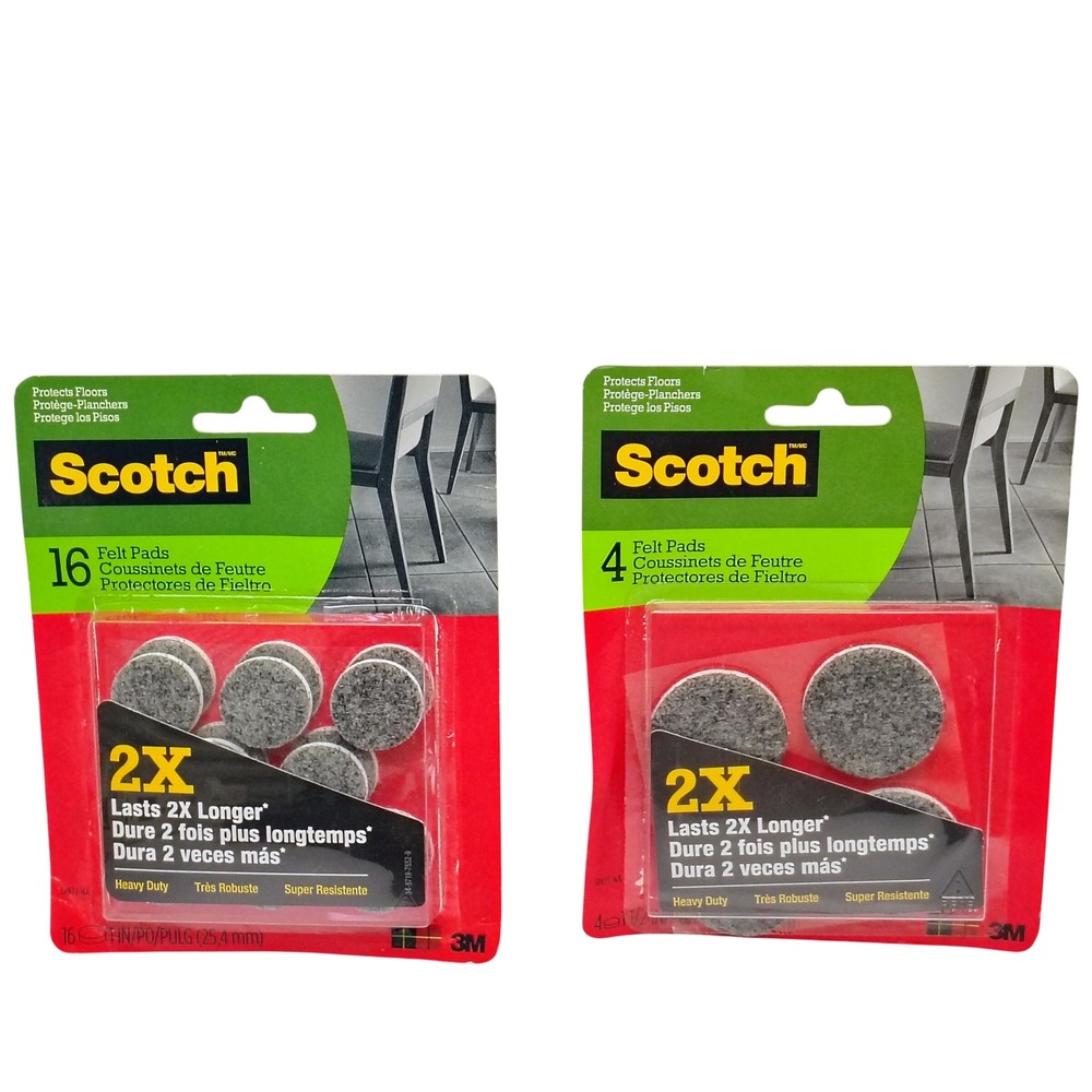 Scotch 3M Heavy Duty Felt Pads 4 large 16 Small SP872-NA SP871-NA New in Package